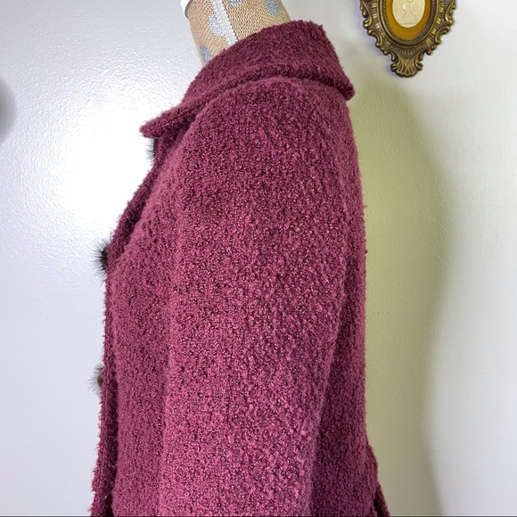 She’s Designed Italy Wool Blend Real Fur Pom Button Fashion Coat Size Large - 8 - Picture 9 of 17